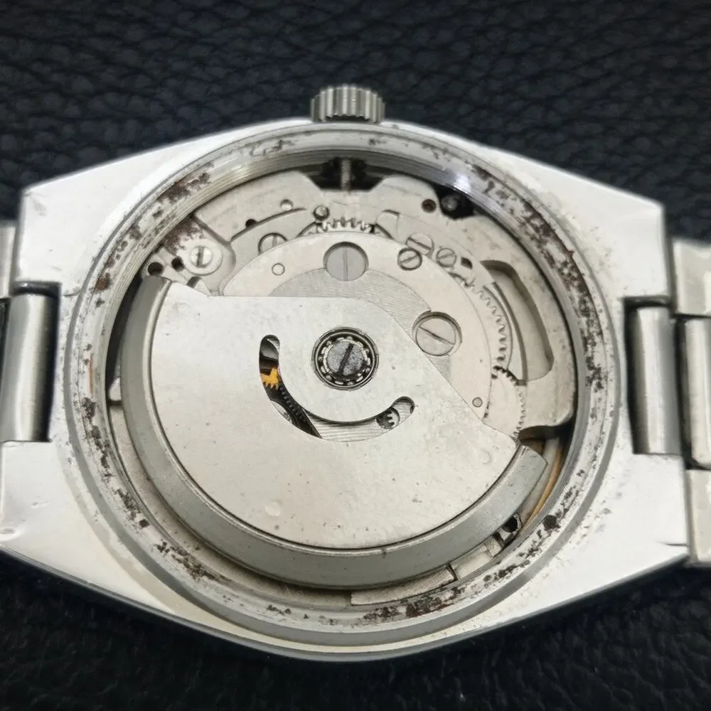 Vintage 1982 Ricoh Automatic Mens Silver Watch W/daydate & Red accents
